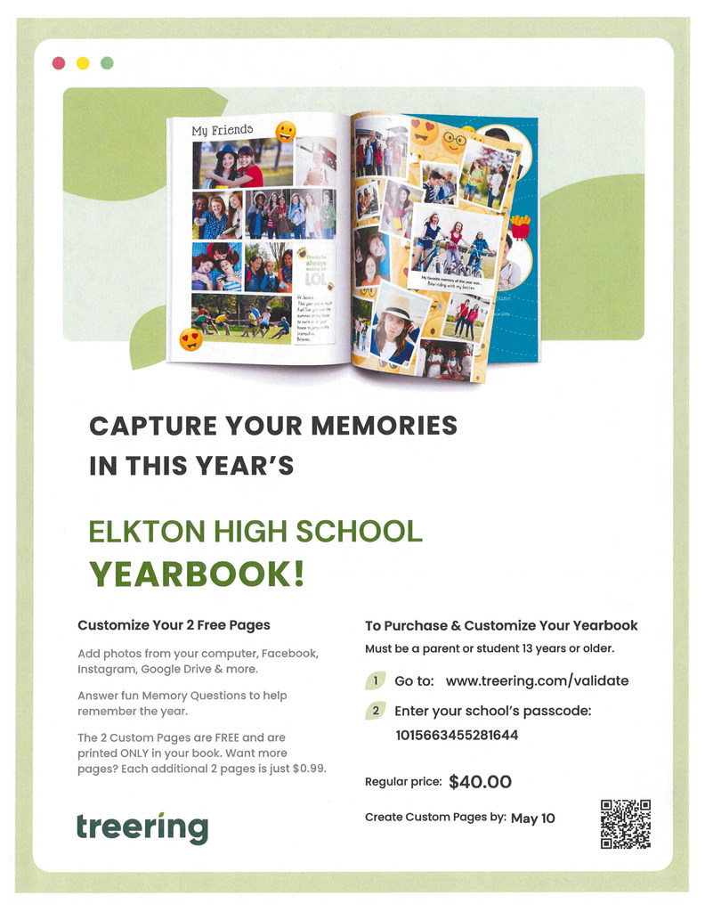 Capture Your Memories In This Year's Elkton High School Yearbook!