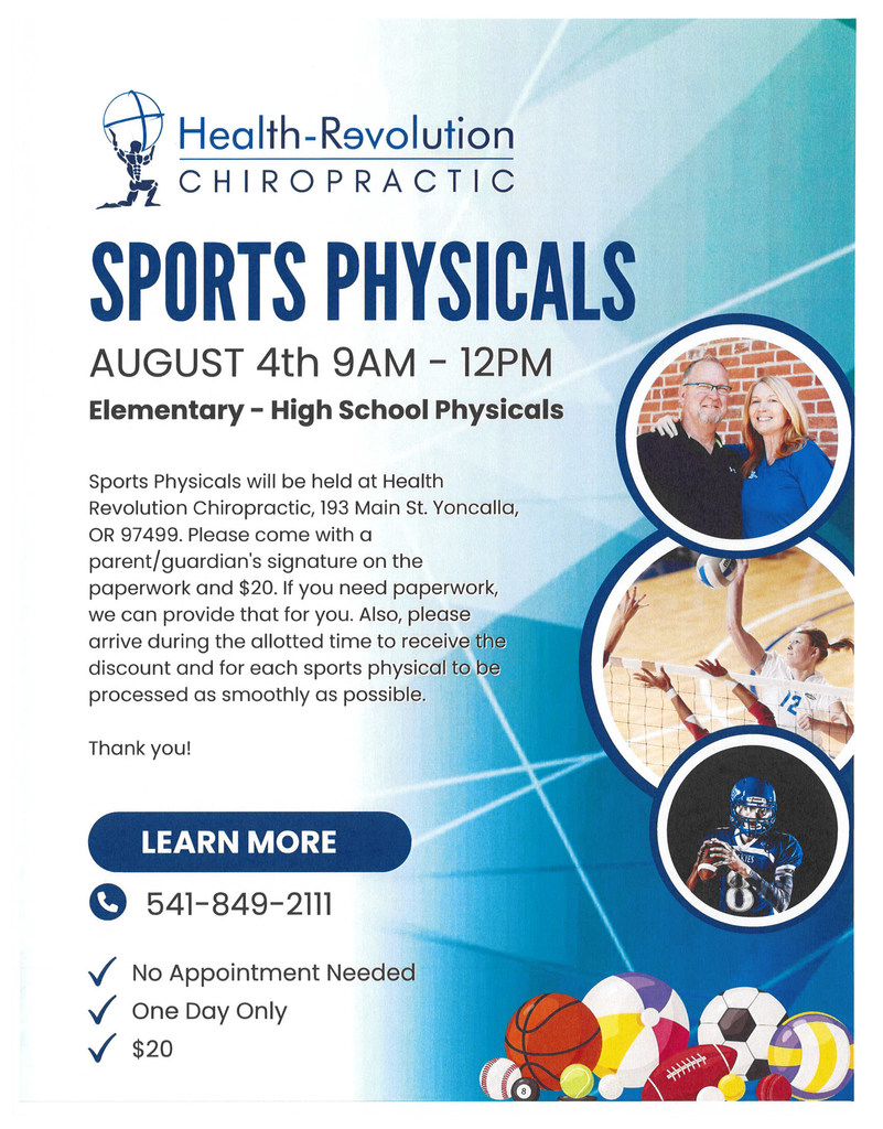 Health Revolution Chiropractic Sports Physicals August 4th